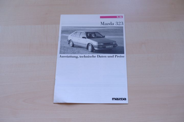 Mazda 323 - Preise & Extras & t. Daten & Ausstattungen - Prospekt 11/1986