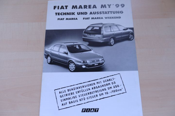Fiat Marea + Weekend - t.Daten & Ausstattung - Prospekt 06/1999