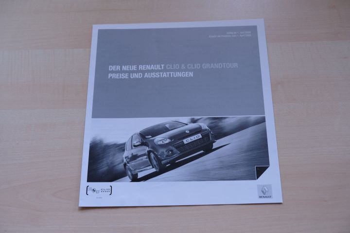 Renault Clio C + Grandtour - Preisliste & Extras - Prospekt 04/2009