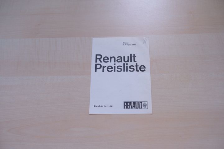Renault R 4 8 10 16 - Preisliste & Extras - Prospekt 08/1966