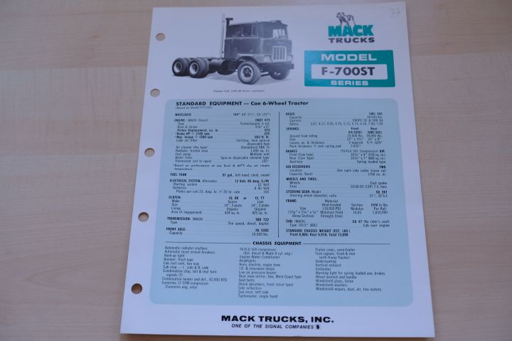 Mack LKW - F 700 ST - Prospekt 11/1973