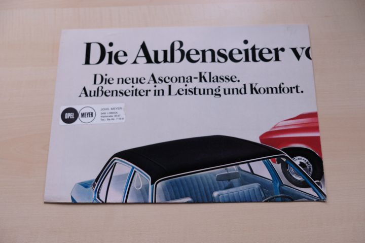 Opel Ascona 16 Prospekt 11/1970