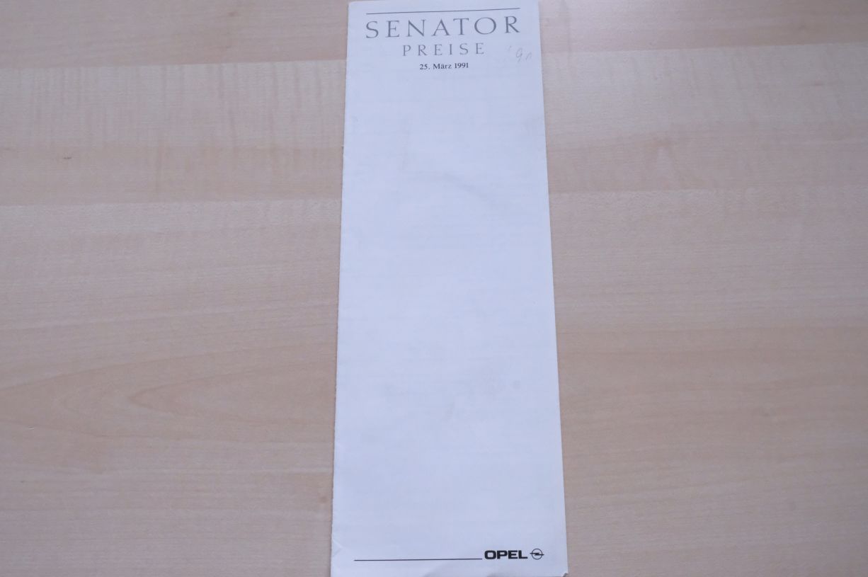 Opel Senator B - Preisliste & Extras - Prospekt 03/1991