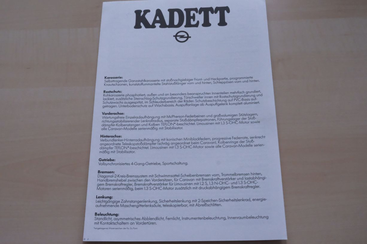Opel Kadett D - technische Daten & Ausstattungen - Prospekt 02/1980