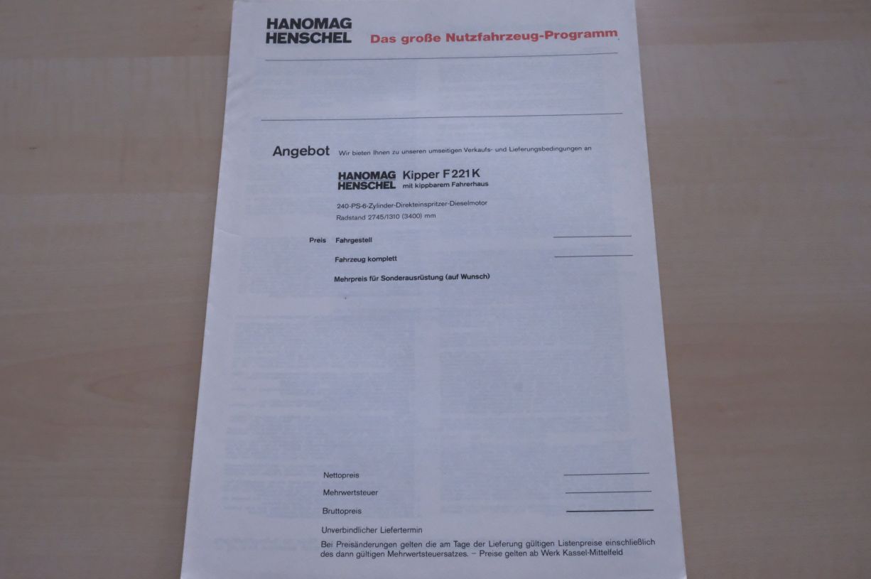 Hanomag Henschel LKW F 161 AS - technische Beschreibung - Prospekt 07/1971