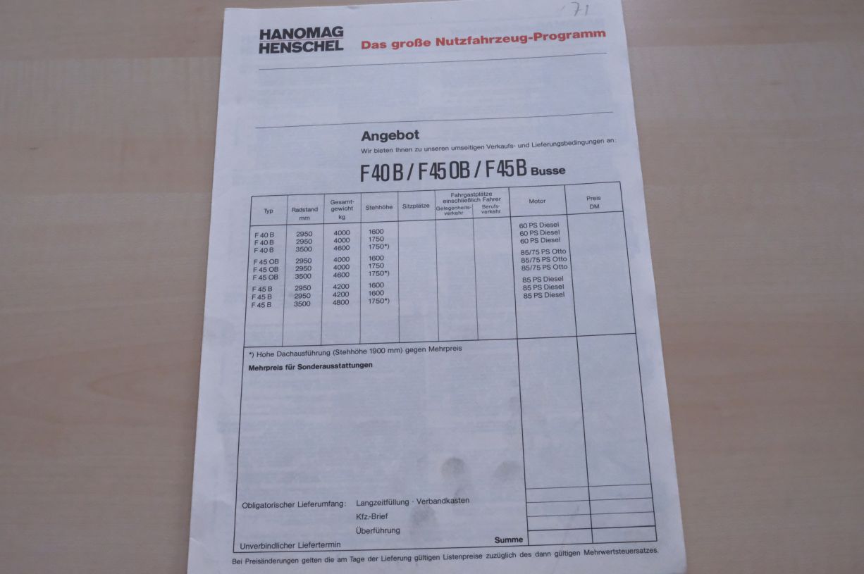 Hanomag Henschel LKW F 130 AK - technische Beschreibung - Prospekt 07/1971
