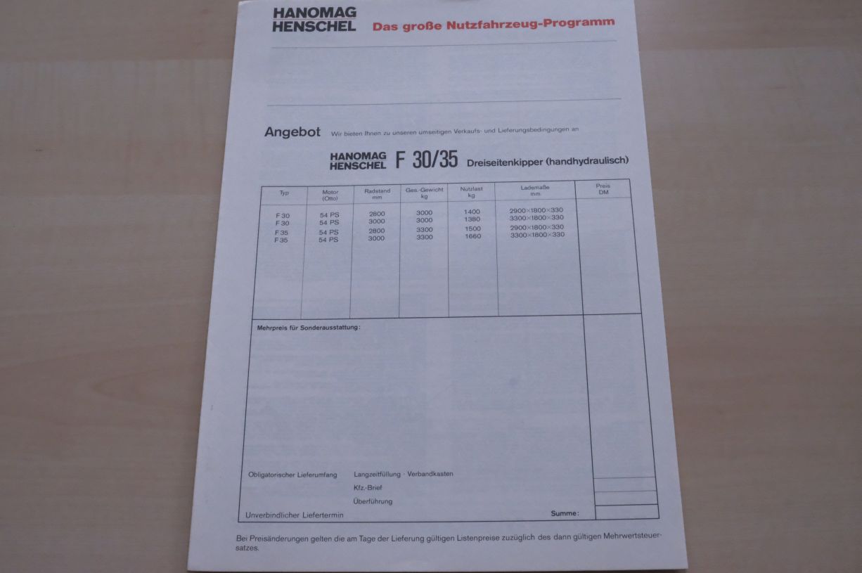 Hanomag Henschel LKW F 163 L - technische Beschreibung - Prospekt 07/1971