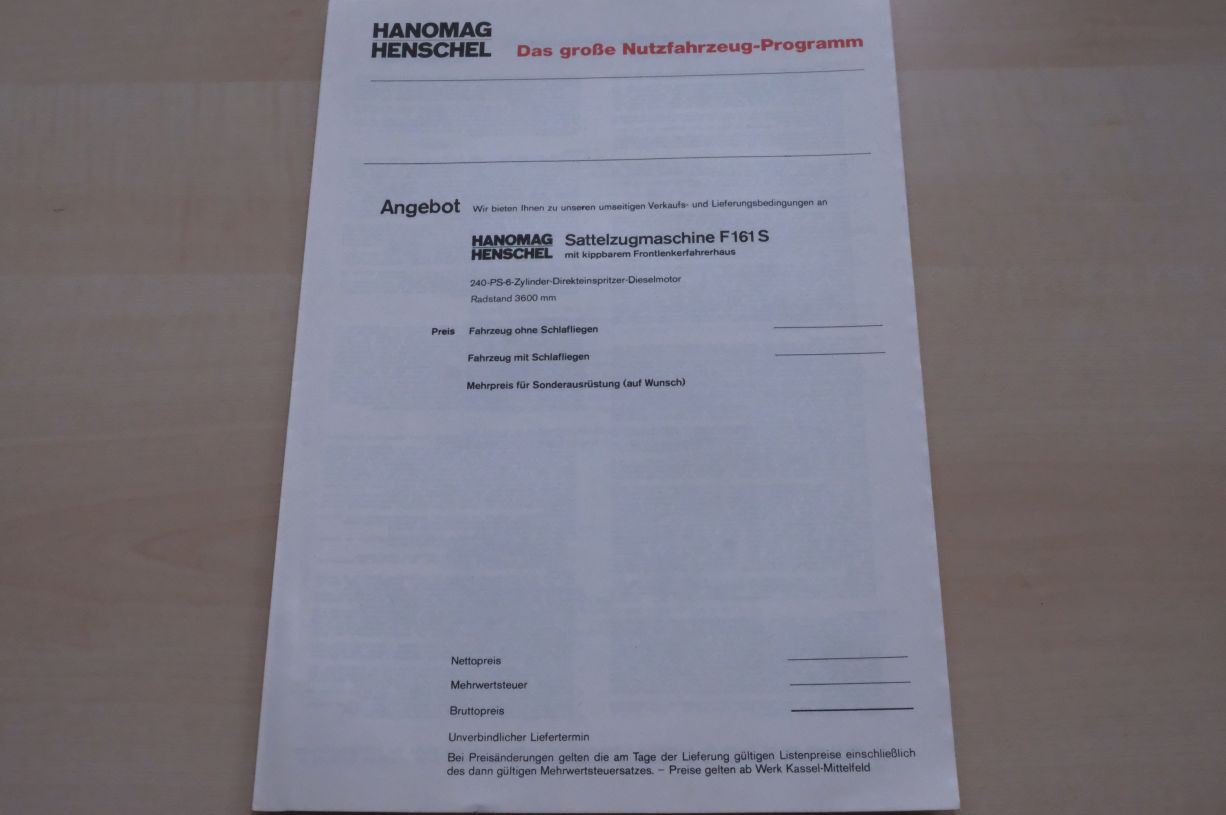 Hanomag Henschel LKW F 223 LN - technische Beschreibung - Prospekt 07/1971