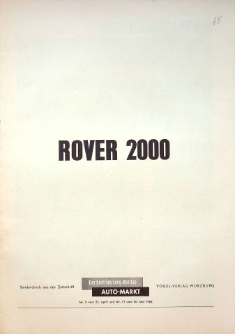 Rover 2000 im TEST - KfZ Betrieb - Sonderdruck 05/1965