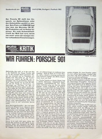 Porsche 901 Fahrbericht - AMS - Sonderdruck 08/1964