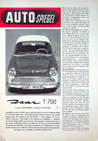 Isar T 700 - Autospiegel - Sonderdruck 06/1960