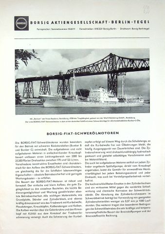 Borsig Fiat Schiffs-Diesel Prospekt 195?