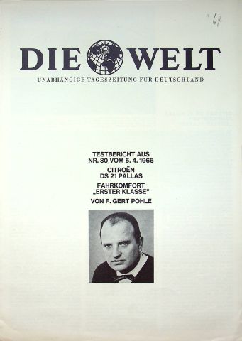 Citroen DS 21 Pallas - Die Welt - Sonderdruck 04/1966