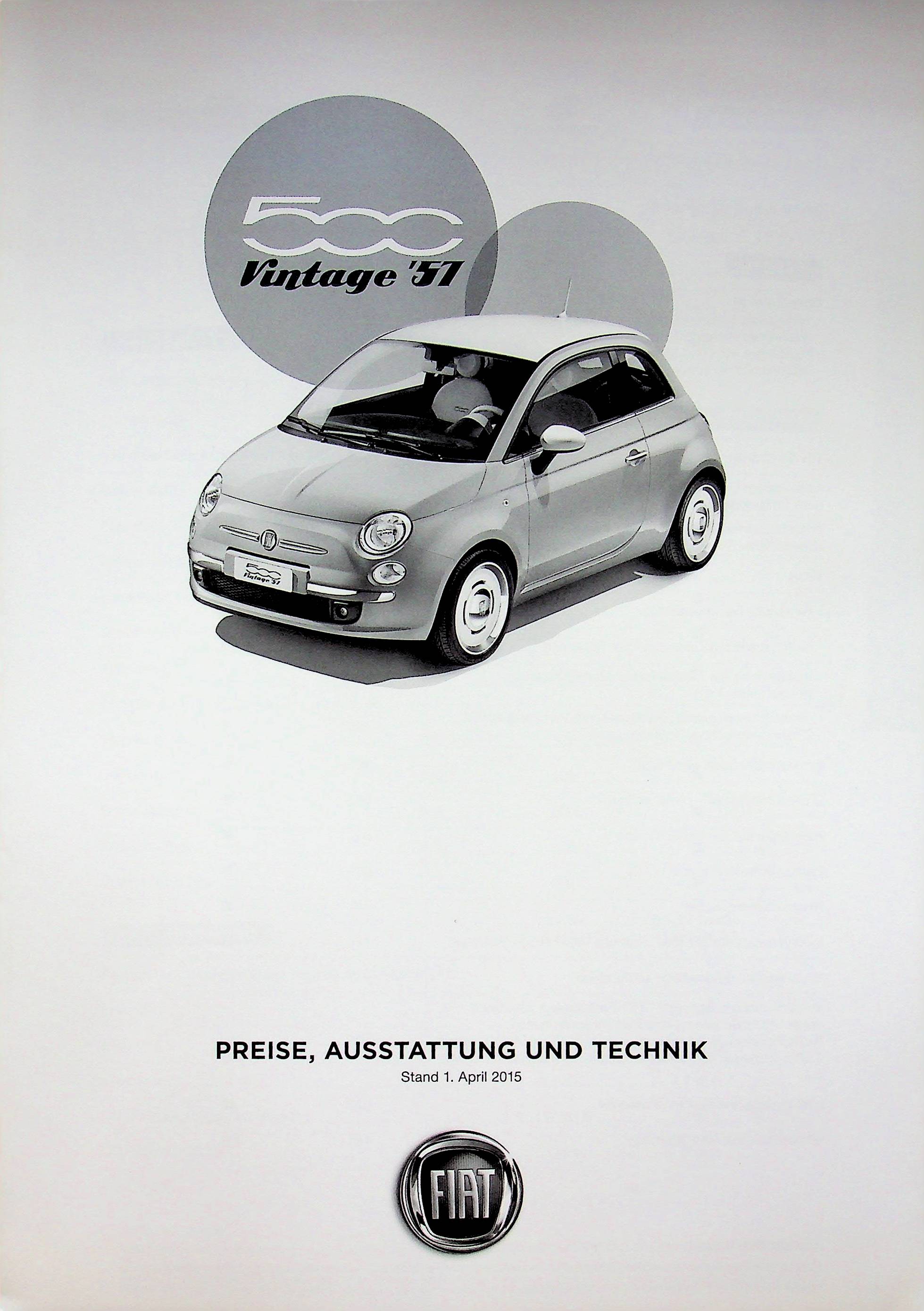 Fiat 500 - Vintage ´57 - Preisliste & Extras - Prospekt 04/2015
