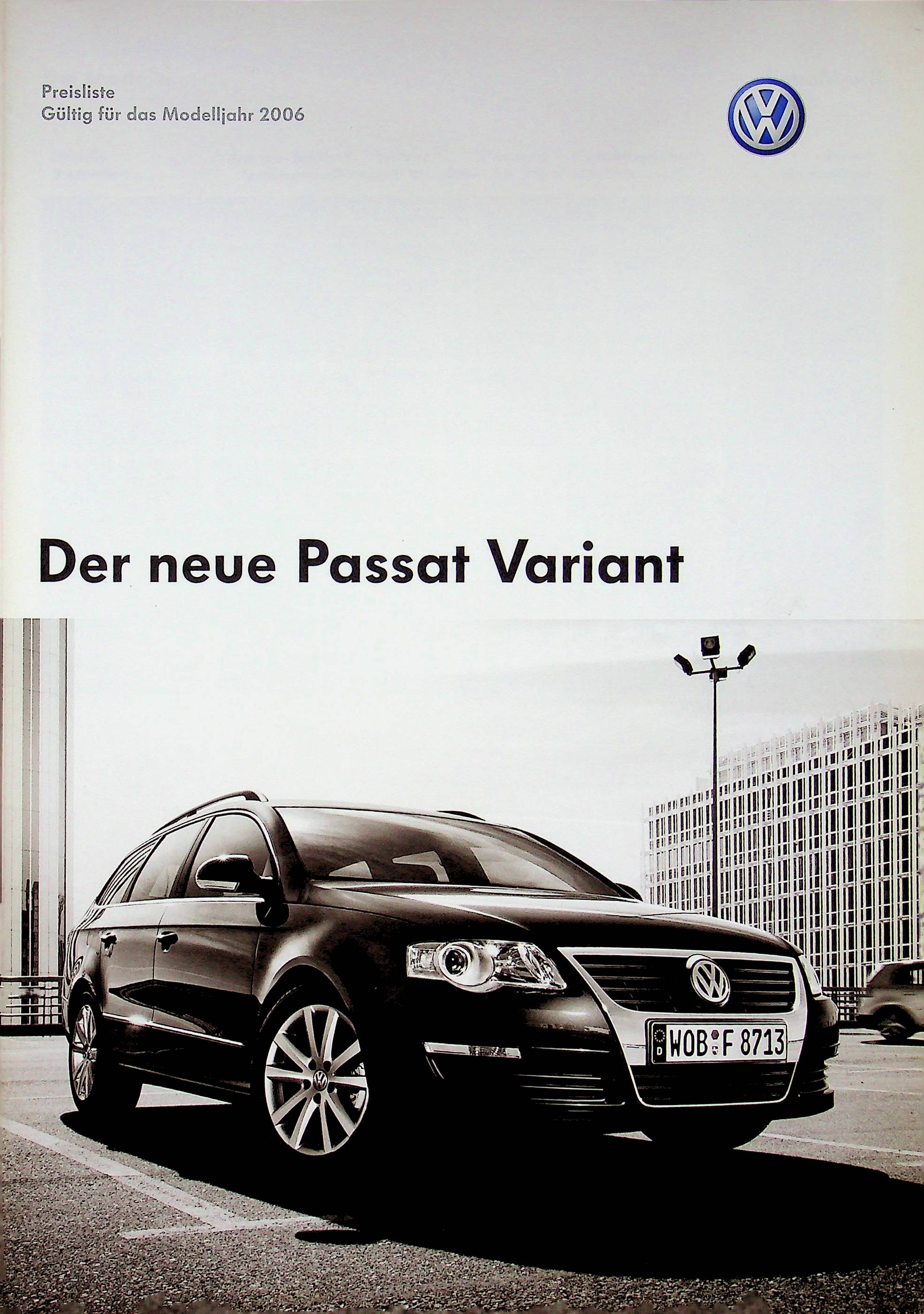 VW Passat B6 Variant - Preisliste & Extras - Prospekt 02/2006