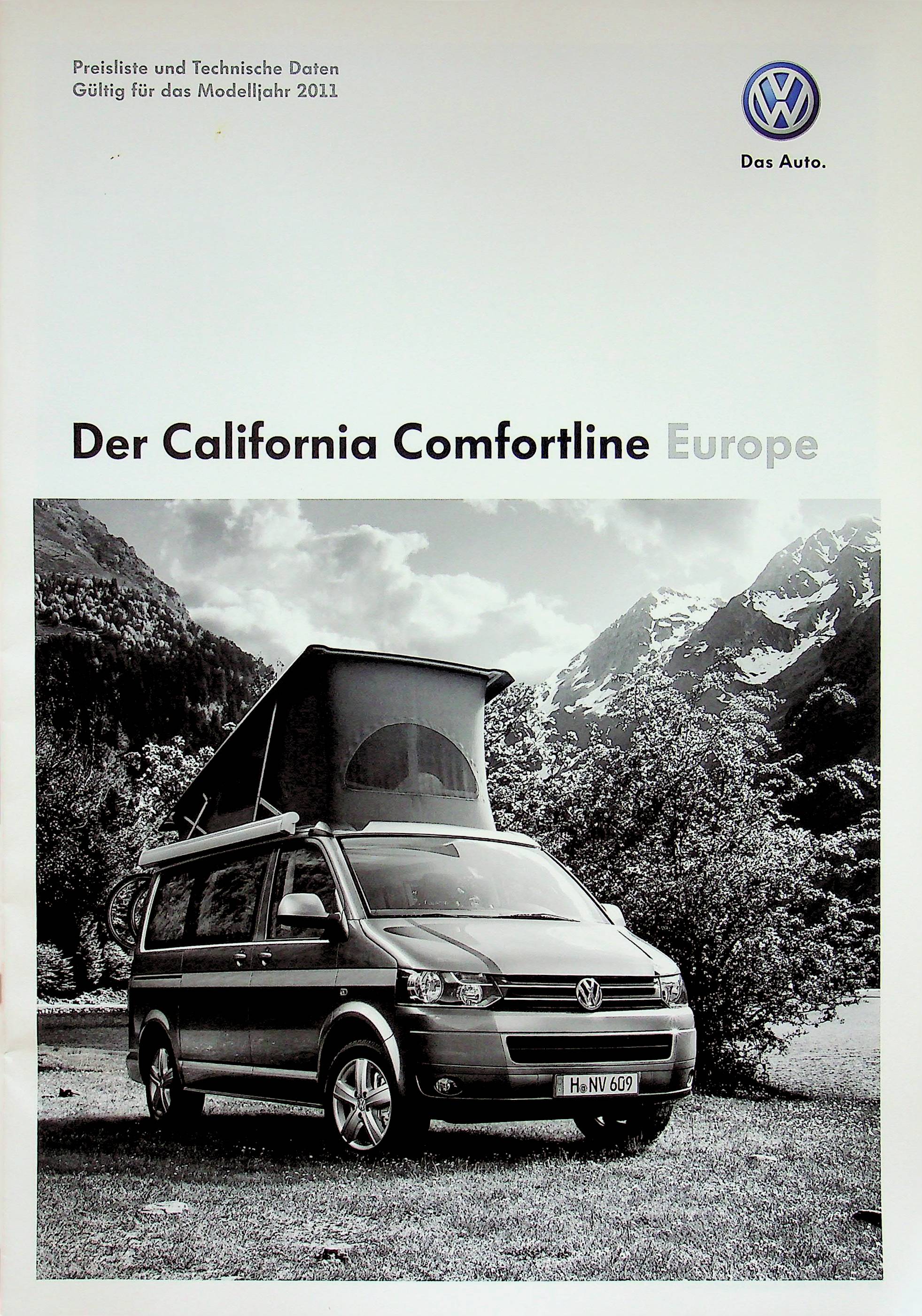 VW Bus T5 California - Europe - Preisliste - Prospekt 08/2010
