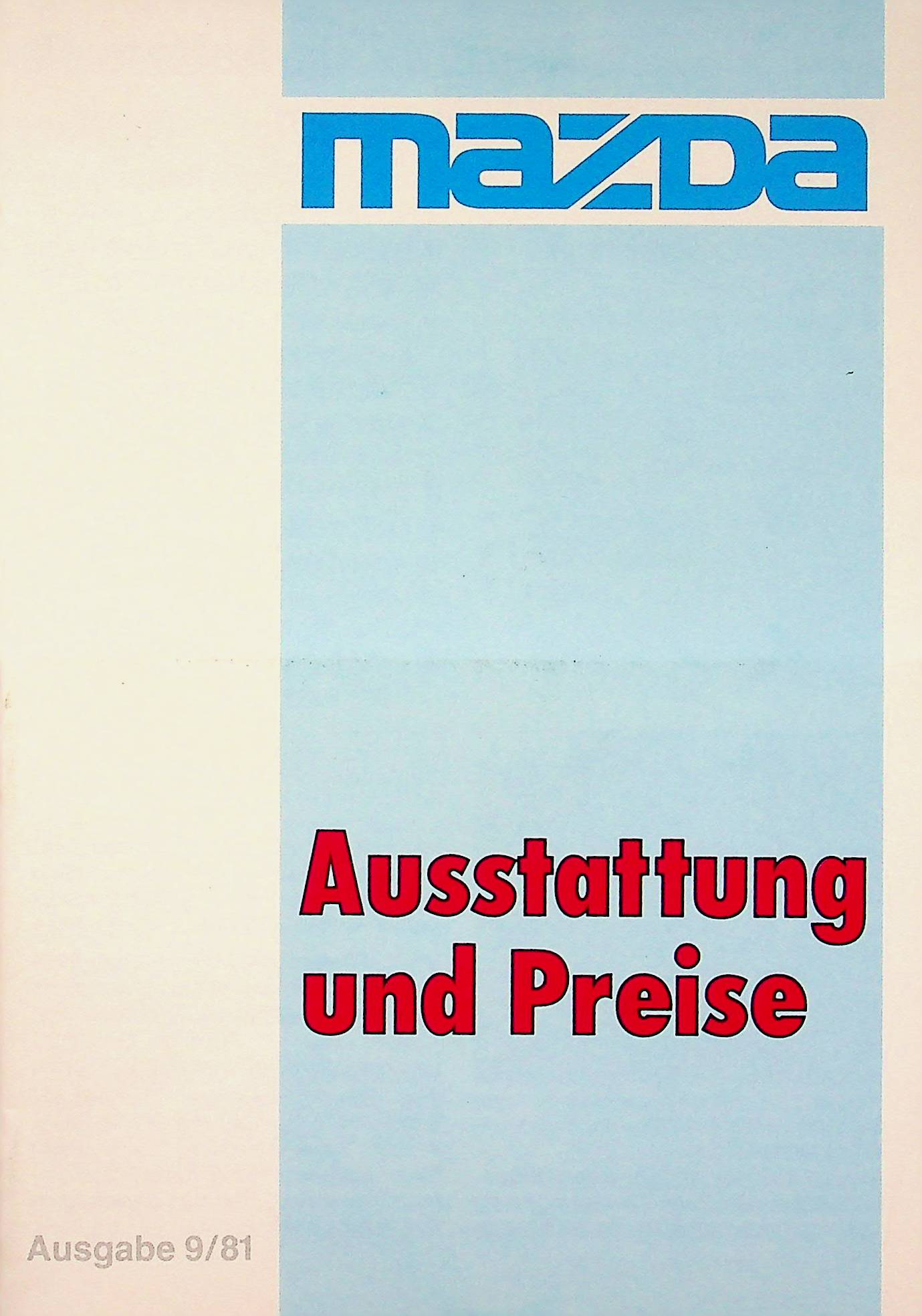 Mazda 323 626 929 - Farben & Preise & Extras - Prospekt 09/1981
