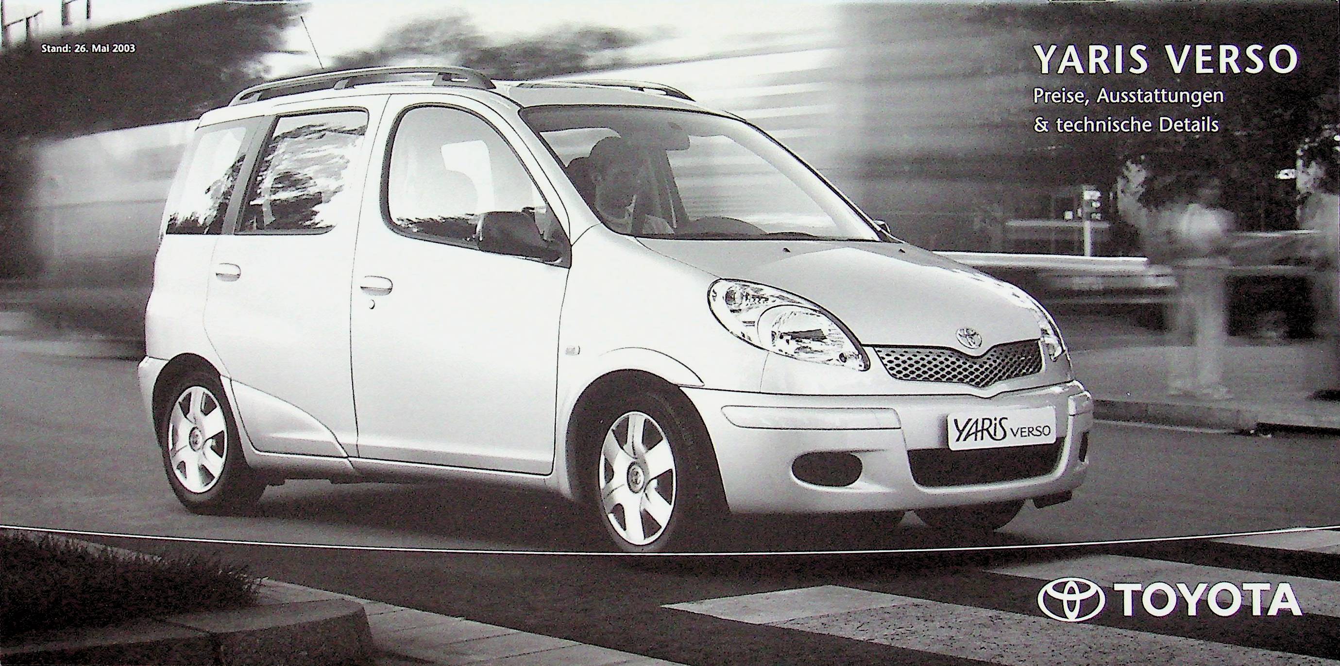 Toyota Yaris Verso - Preisliste & tech. Daten & Ausstattungen - Prospekt 05/2003