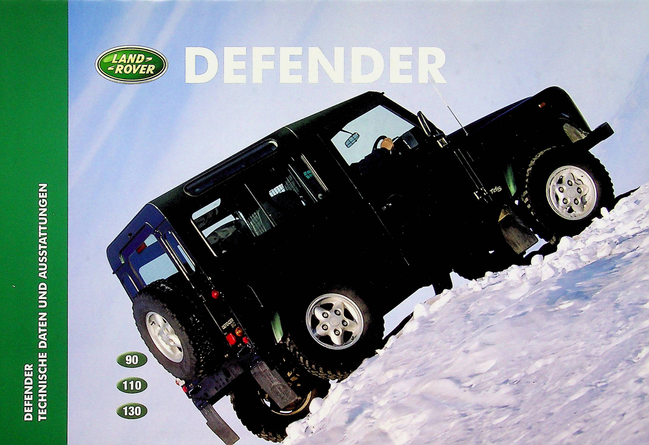 Land Rover Defender - technische Daten & Ausstattungen - Prospekt 08/1999