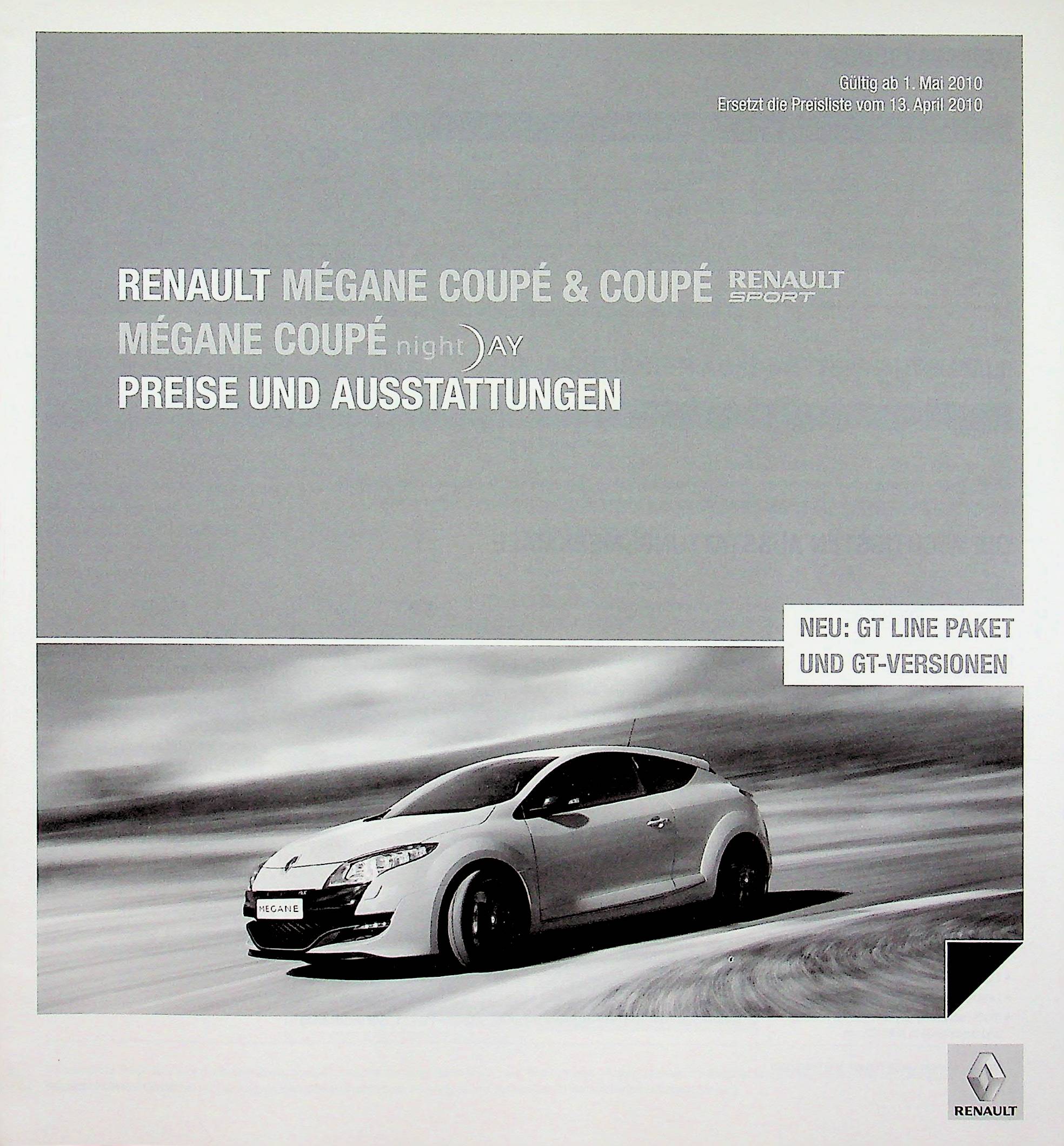 Renault Megane Coupe + RS - Preisliste & Extras - Prospekt 05/2010