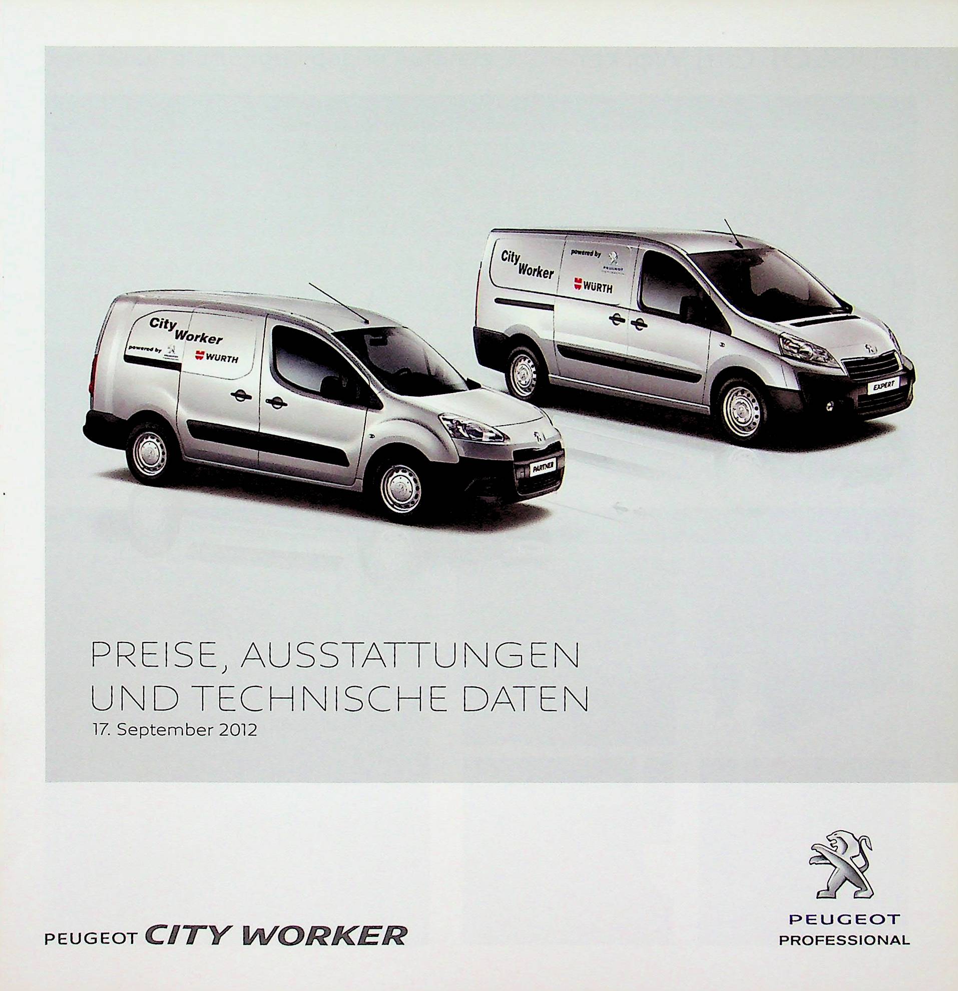 Peugeot Partner Boxer - Würth - Preisliste & Extras - Prospekt 09/2012