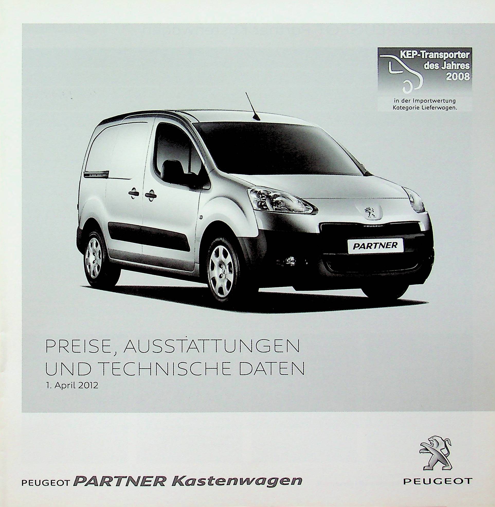 Peugeot Partner Kastenwagen - Preisliste & Extras - Prospekt 04/2012