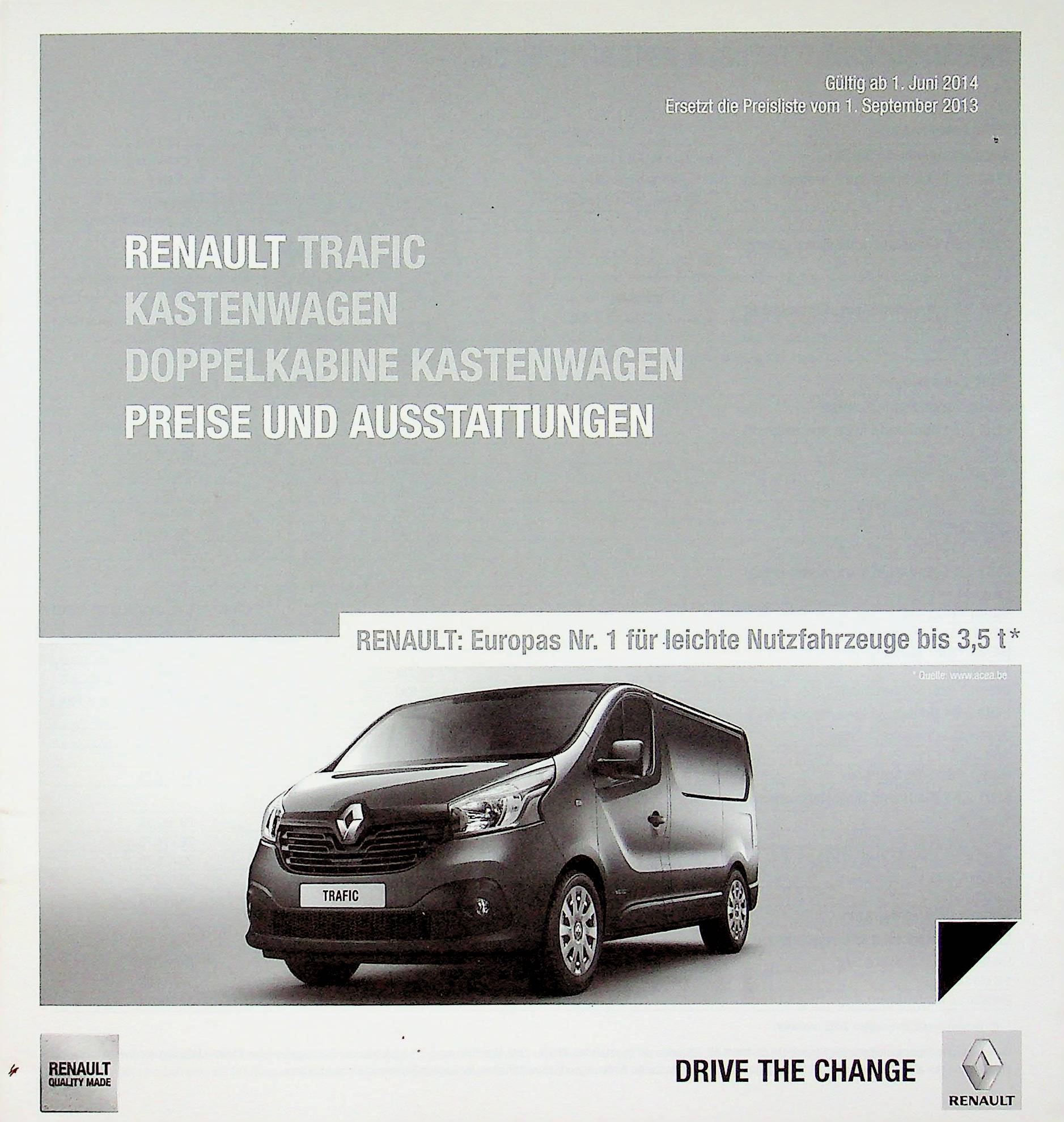 Renault Trafic Kastenwagen - Preisliste & Extras - Prospekt 06/2014