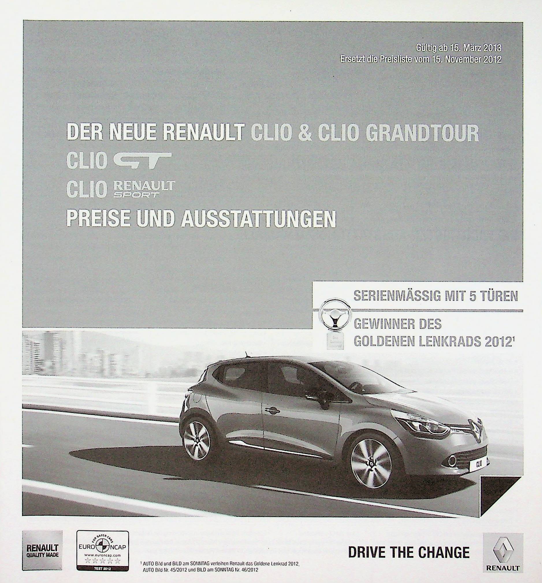 Renault Clio - Preisliste & Extras - Prospekt 03/2013