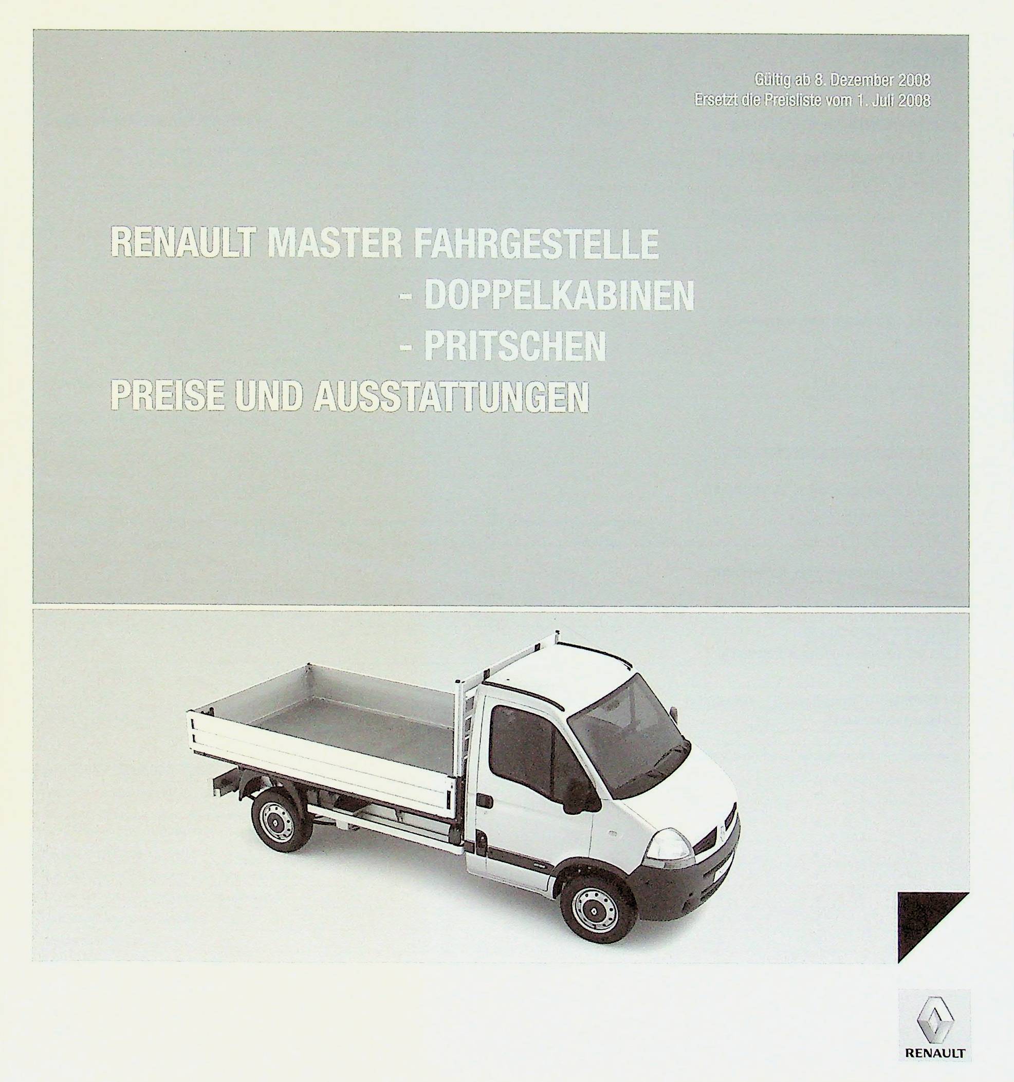 Renault Master Fahrgestell - Preisliste & Extras - Prospekt 12/2008