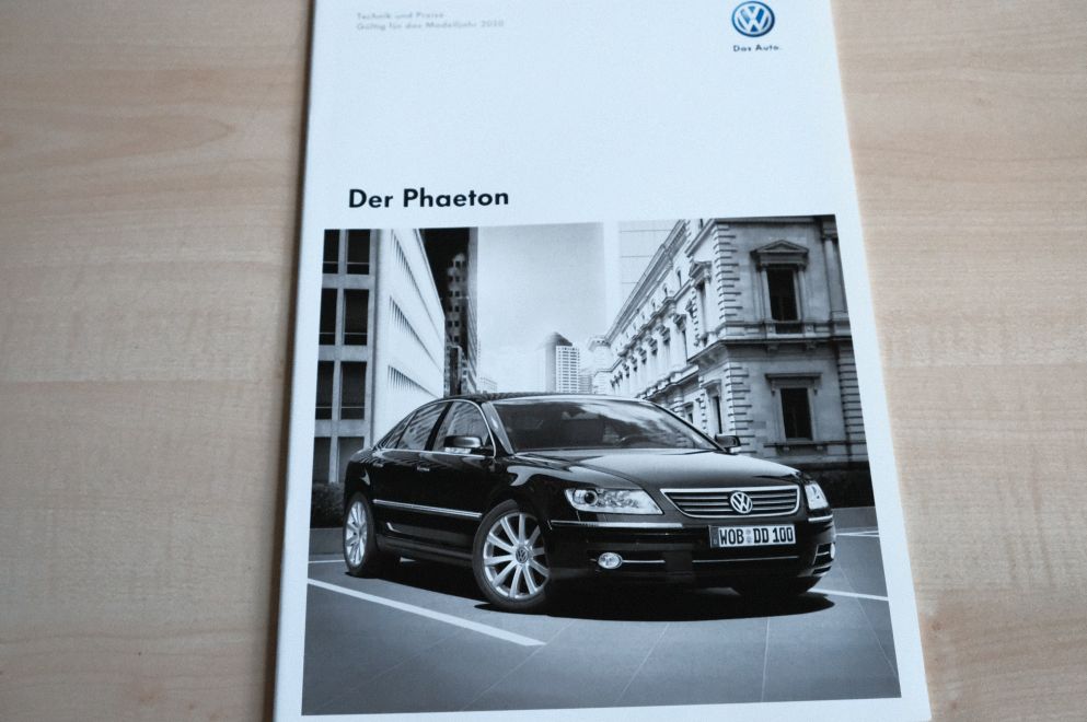 VW Phaeton - Preisliste & Extras & Technik - Prospekt 11/2009