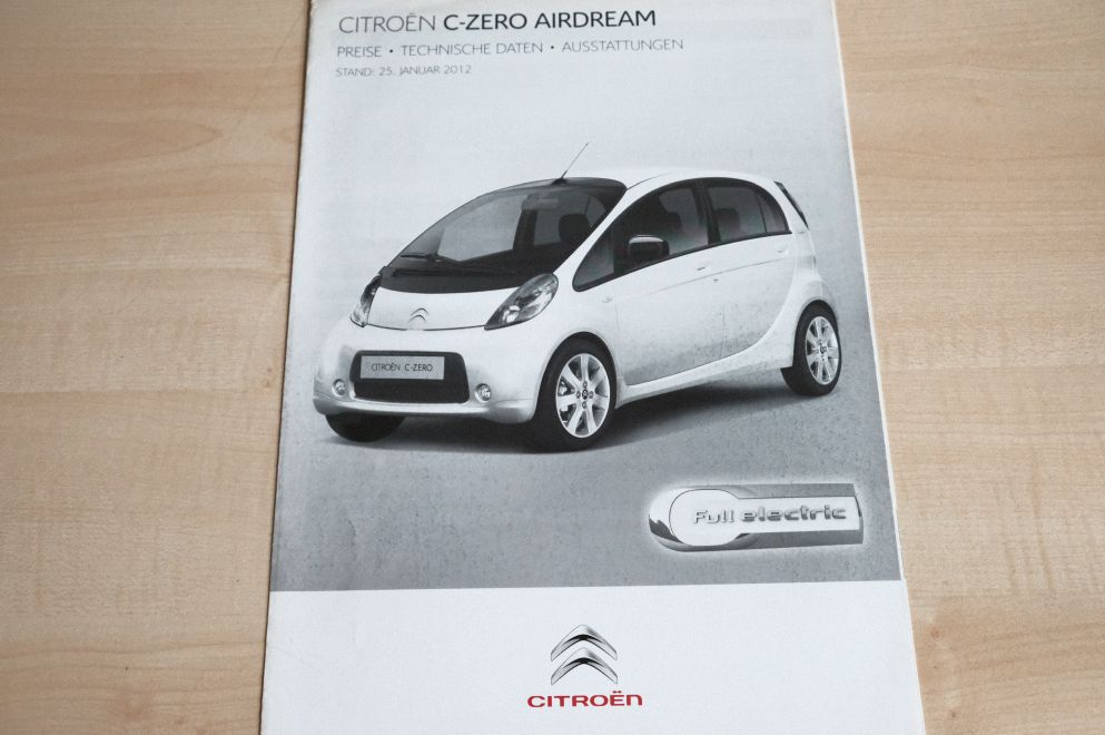 Citroen C-Zero Airdream - Preisliste & Extras - Prospekt 01/2012