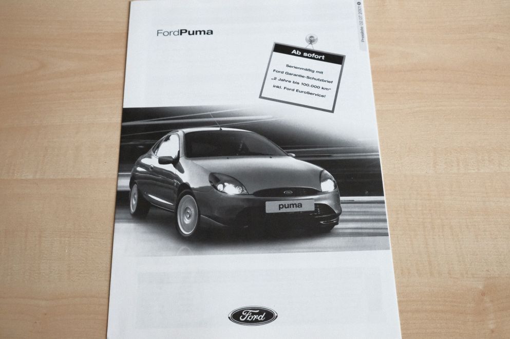 Ford Puma - Preisliste & Extras - Prospekt 07/2001