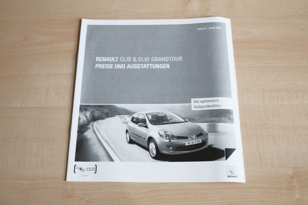 Renault Clio + Grandtour - Preisliste & Extras - Prospekt 01/2008