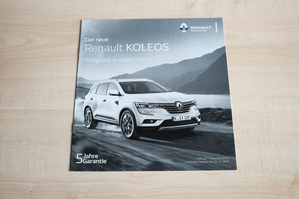 Renault Koleos - Preisliste & Extras - Prospekt 07/2018