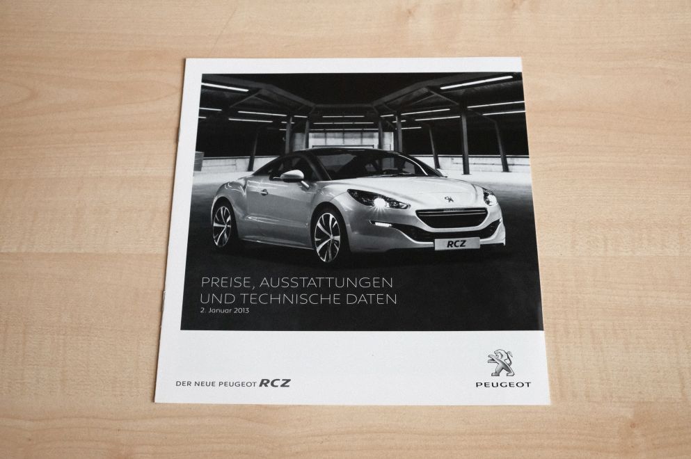 Peugeot RCZ - Preisliste & Extras- Prospekt 01/2013
