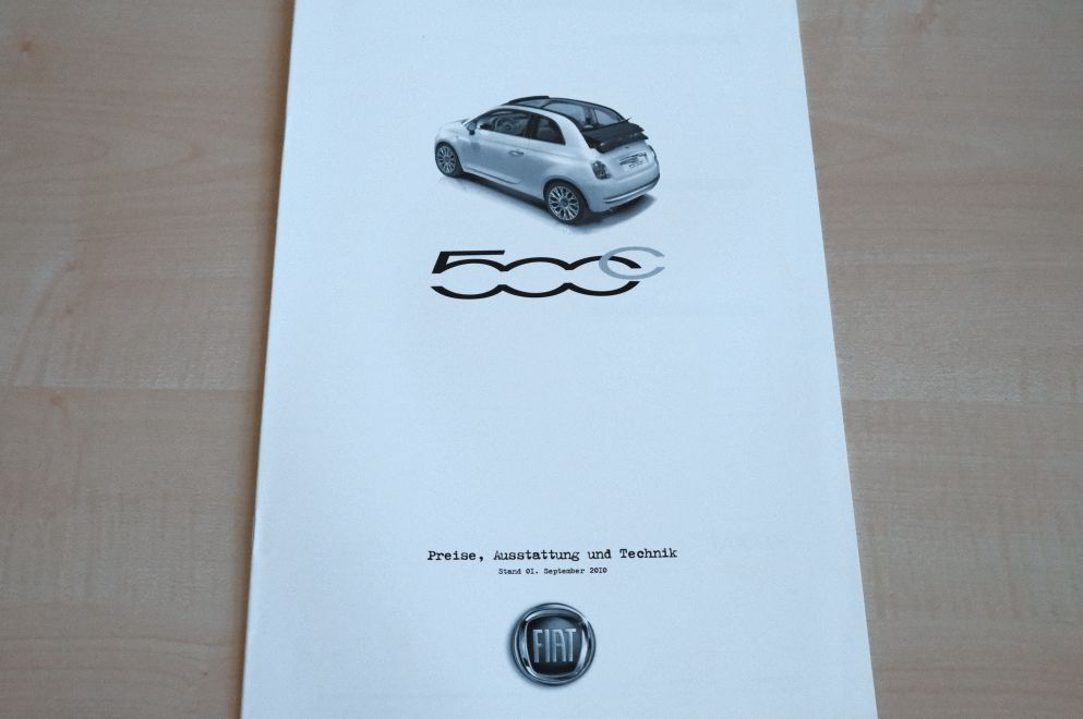 Fiat 500 C - Preisliste & Extras - Prospekt 09/2010