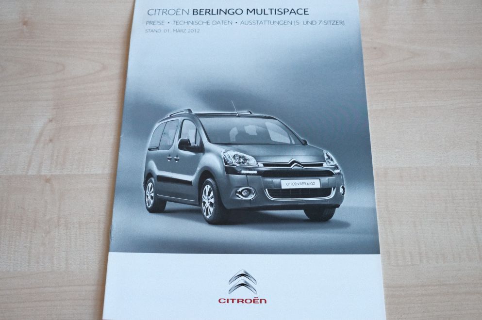 Citroen Berlingo Multispace - Preisliste & Extras - Prospekt 03/2012
