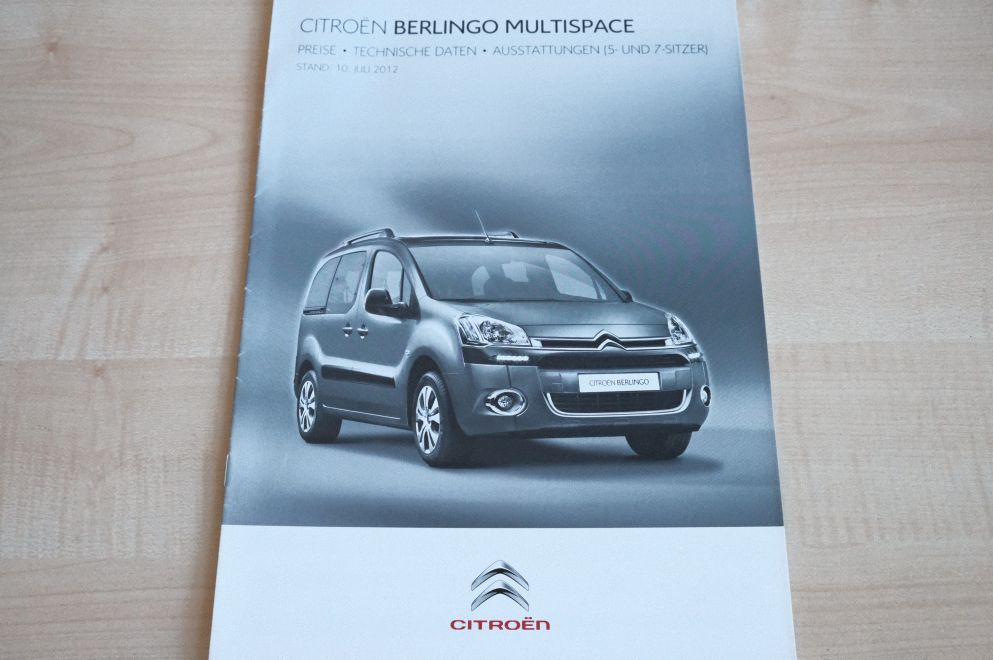 Citroen Berlingo Multispace - Preisliste & Extras - Prospekt 07/2012