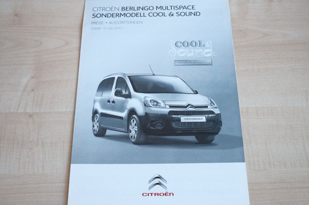 Citroen Berlingo Multispace Sound - Preisliste - Prospekt 07/2012