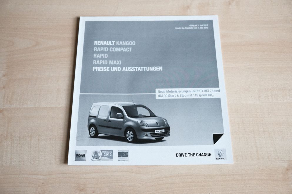 Renault Kangoo Rapid - Preisliste & Extras - Prospekt 07/2012