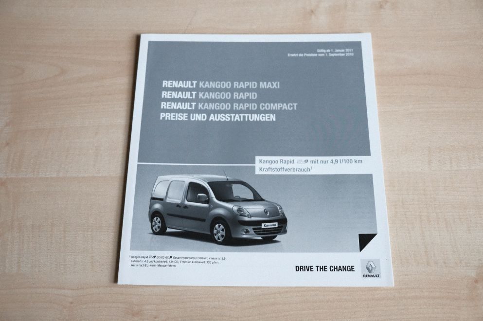 Renault Kangoo Rapid - Preisliste & Extras - Prospekt 01/2011