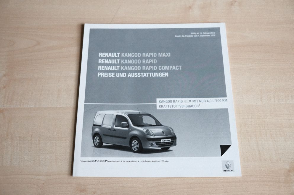 Renault Kangoo Rapid - Preisliste & Extras - Prospekt 02/2010