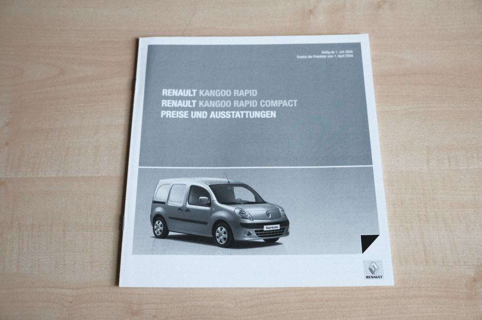 Renault Kangoo Rapid - Preisliste & Extras - Prospekt 07/2008