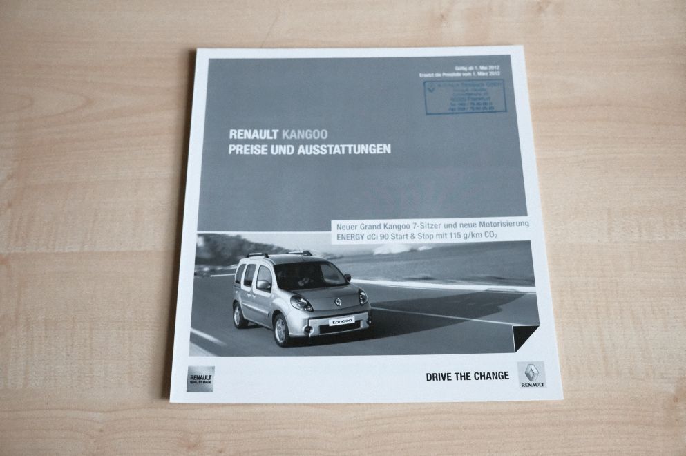 Renault Kangoo - Preisliste & Extras - Prospekt 05/2012