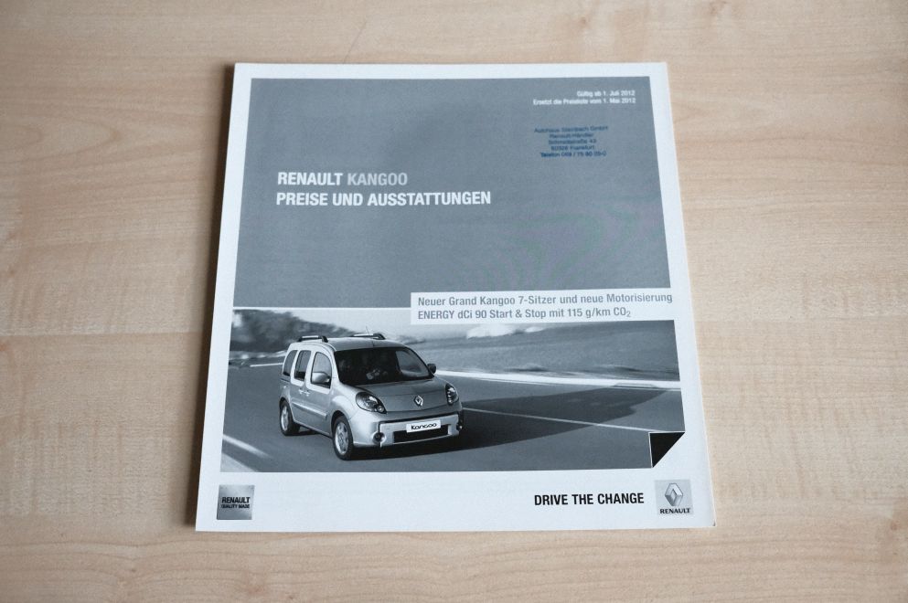 Renault Kangoo - Preisliste & Extras - Prospekt 07/2012