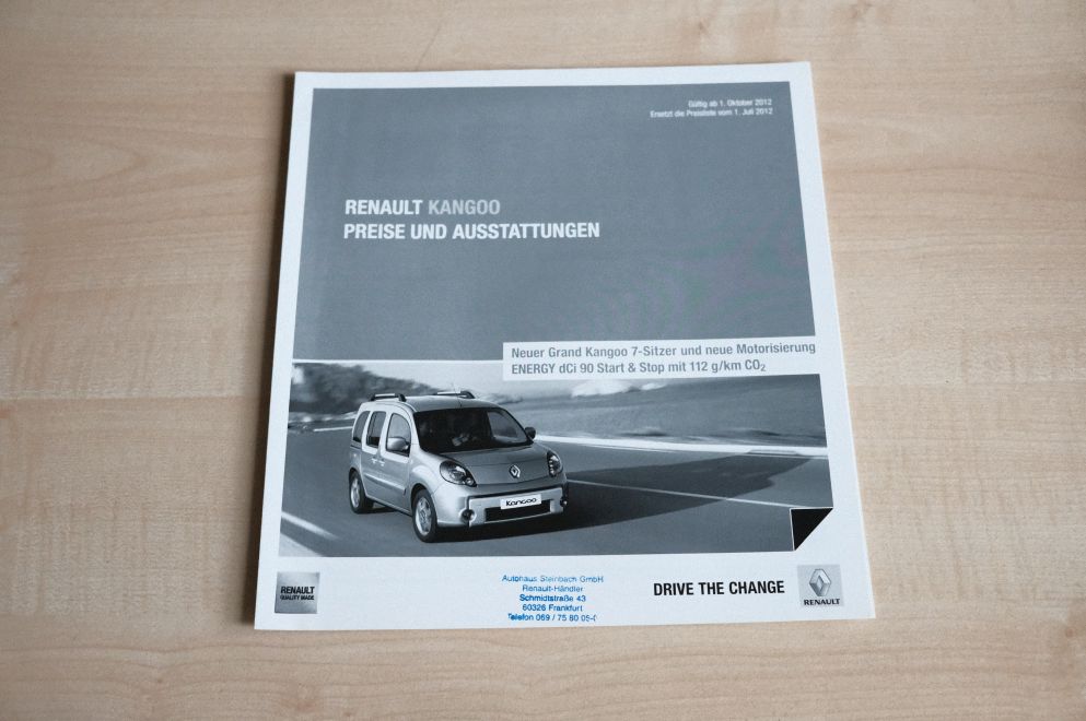 Renault Kangoo - Preisliste & Extras - Prospekt 10/2012