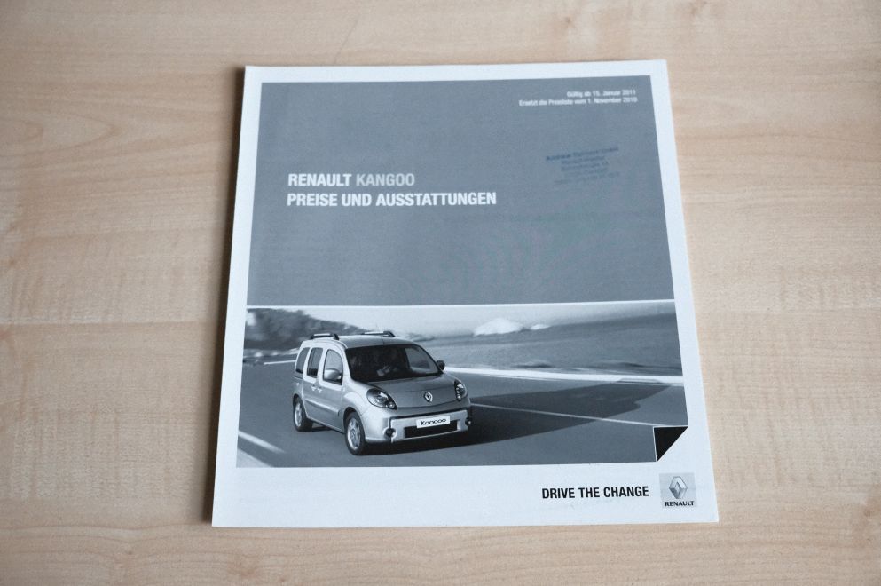 Renault Kangoo - Preisliste & Extras - Prospekt 01/2011
