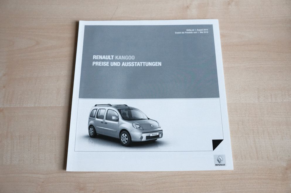 Renault Kangoo - Preisliste & Extras - Prospekt 08/2010