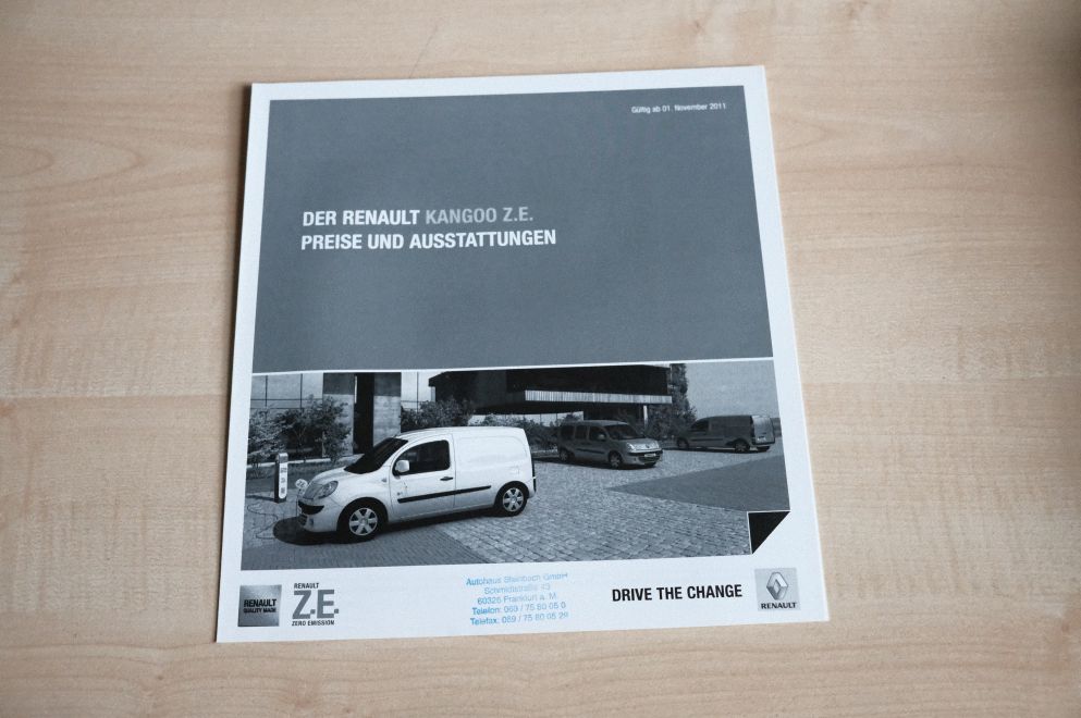 Renault Kangoo Z.E. - Preisliste & Extras - Prospekt 11/2011