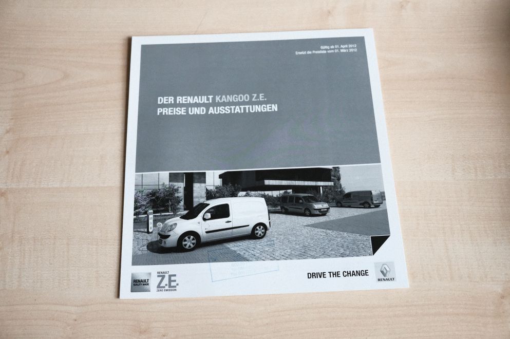 Renault Kangoo Z.E. - Preisliste & Extras - Prospekt 04/2012